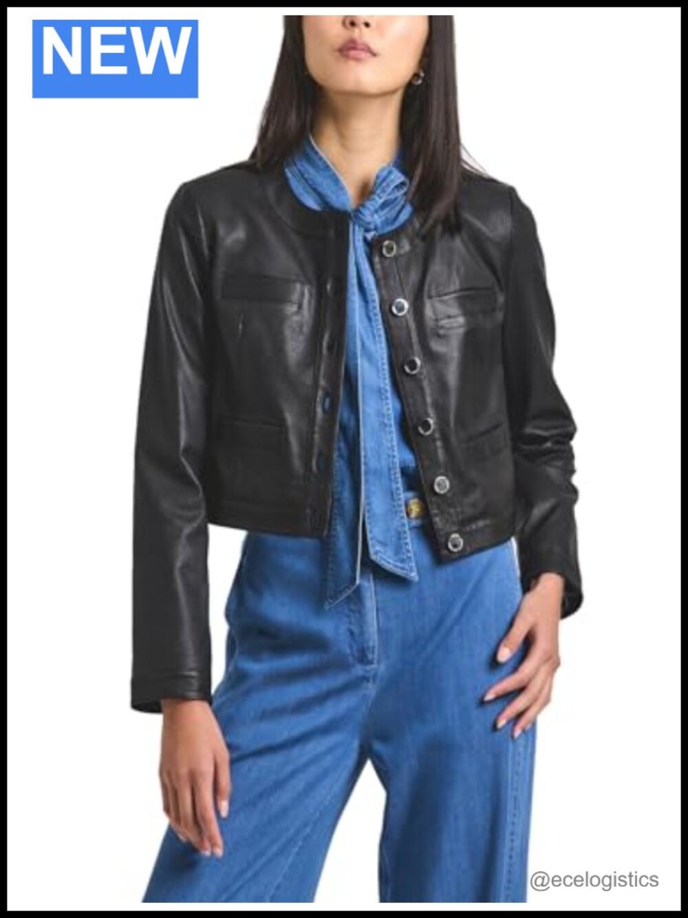 Derek Lam 10 Crosby Cropped Stretch Leather Jacket